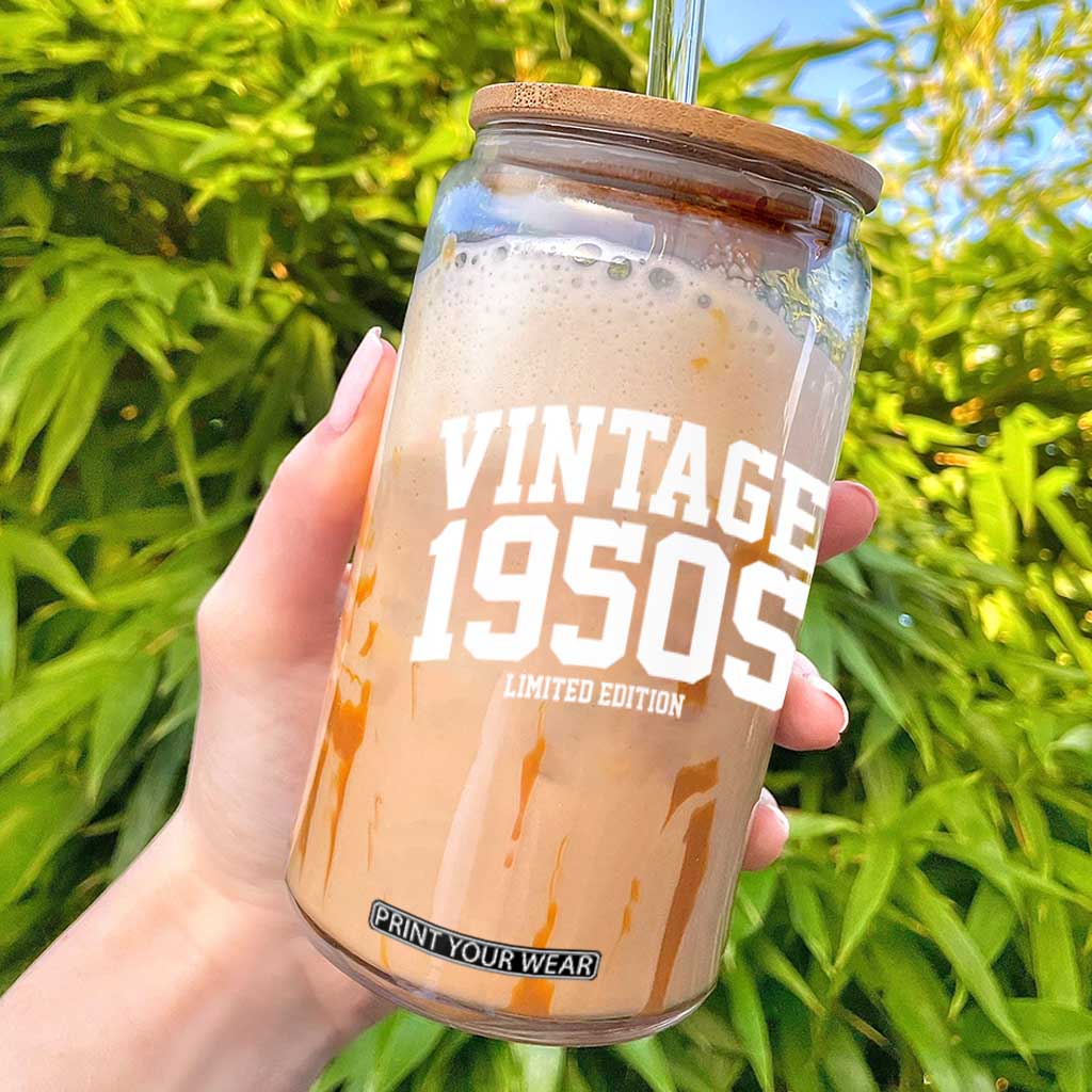 Vintage 1950s Limited Edition Glass Can Vintage Varsity Funny Cool 1950 Theme TS10 Black Print Your Wear