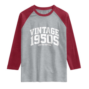 Vintage 1950s Limited Edition Raglan Shirt Vintage Varsity Funny Cool 1950 Theme TS10 Heather Gray Heather Red Print Your Wear