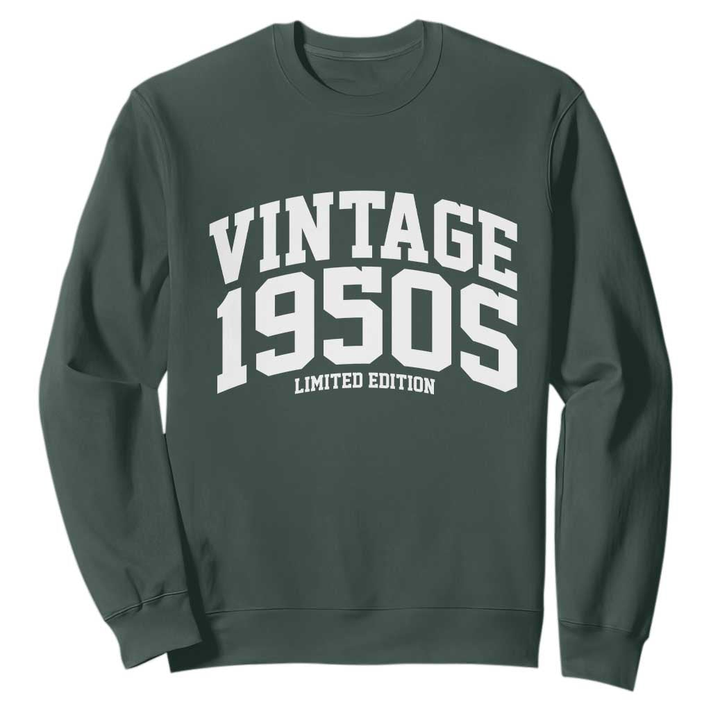 Vintage 1950s Limited Edition Sweatshirt Vintage Varsity Funny Cool 1950 Theme TS10 Dark Forest Green Print Your Wear