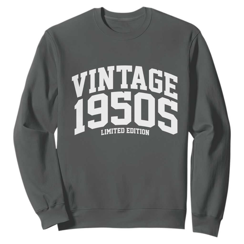 Vintage 1950s Limited Edition Sweatshirt Vintage Varsity Funny Cool 1950 Theme TS10 Dark Heather Print Your Wear