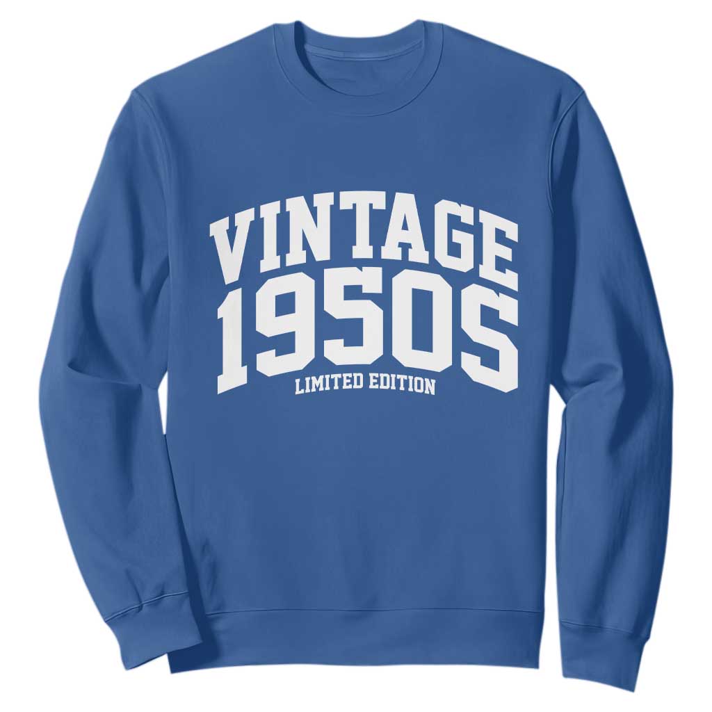 Vintage 1950s Limited Edition Sweatshirt Vintage Varsity Funny Cool 1950 Theme TS10 Royal Blue Print Your Wear