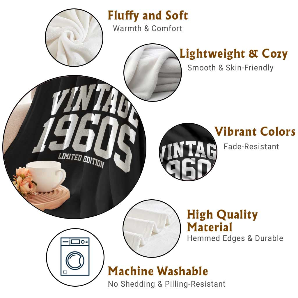 Vintage 1960s Limited Edition Throw Blanket Vintage Varsity Funny Cool 1960 Theme TS10 Print Your Wear