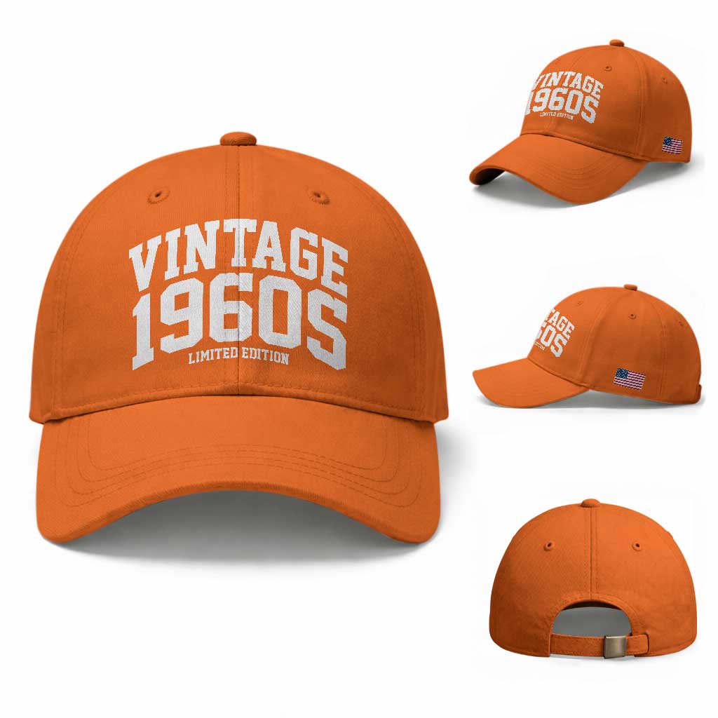 Vintage 1960s Limited Edition Baseball Cap Vintage Varsity Funny Cool 1960 Theme TS10 Baseball Cap Universal Fit Orange Print Your Wear
