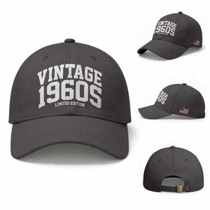 Vintage 1960s Limited Edition Baseball Cap Vintage Varsity Funny Cool 1960 Theme TS10 Baseball Cap Universal Fit Dark Gray Print Your Wear