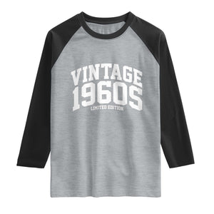 Vintage 1960s Limited Edition Raglan Shirt Vintage Varsity Funny Cool 1960 Theme TS10 Heather Gray Black Print Your Wear
