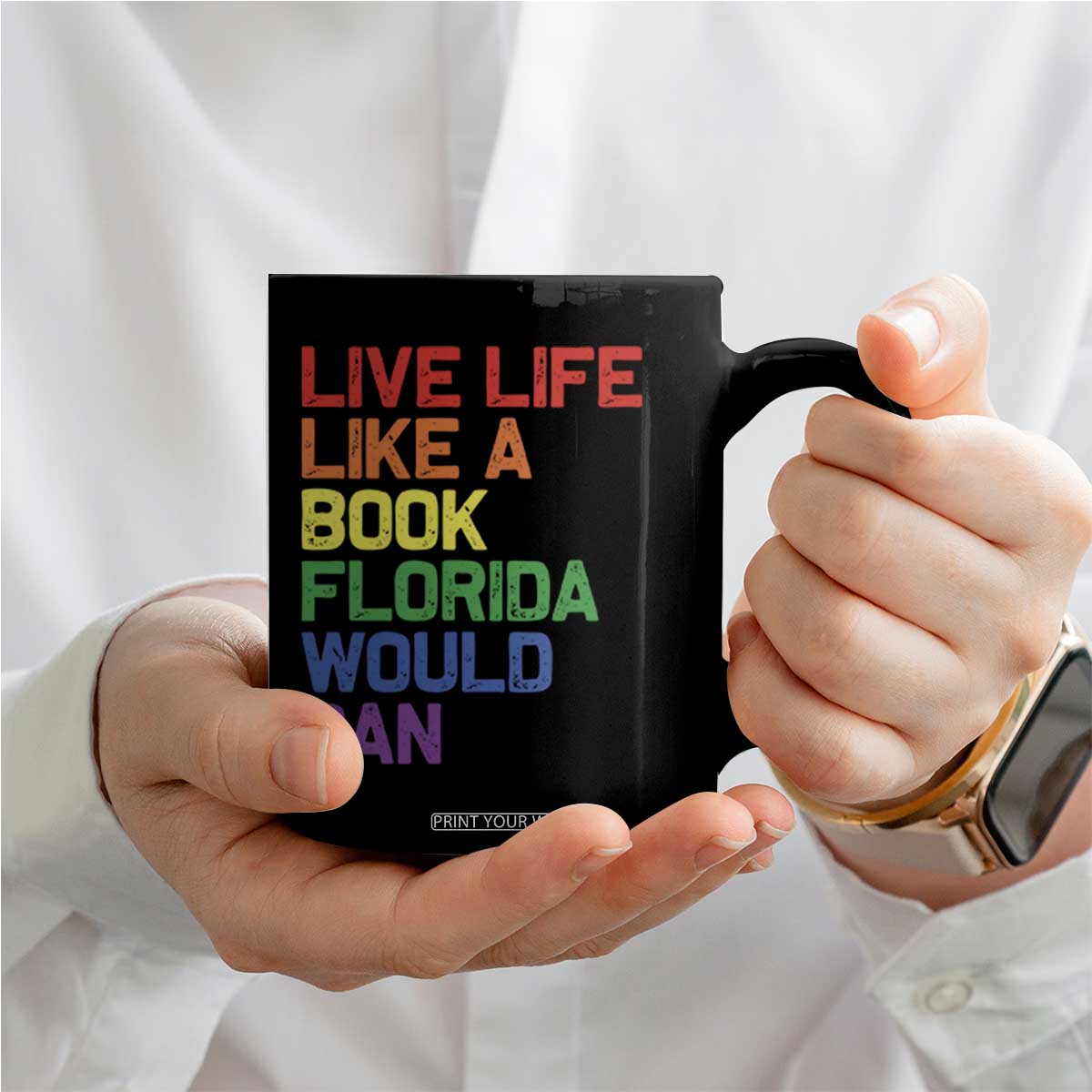 Retro Live Like Book In Florida LGBTQ Subtle Pride Coffee Mug Rainbow LGBTQIA Pride TS10 Print Your Wear