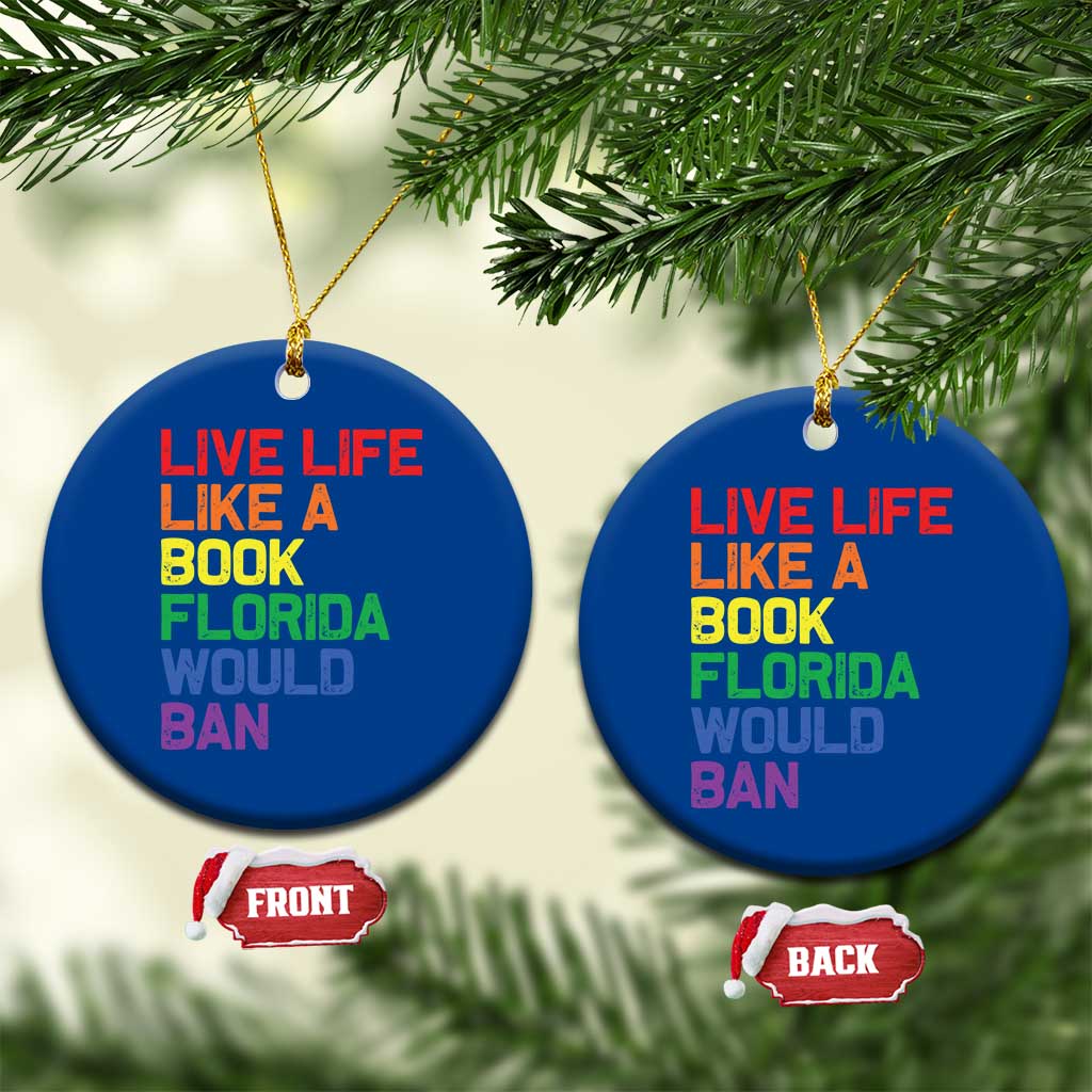Retro Live Like Book In Florida LGBTQ Subtle Pride Ceramic Ornament Rainbow LGBTQIA Pride TS10 1pc Blue Print Your Wear