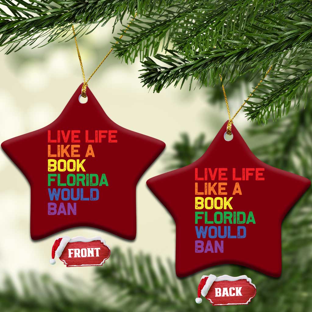 Retro Live Like Book In Florida LGBTQ Subtle Pride Ceramic Ornament Rainbow LGBTQIA Pride TS10 Print Your Wear