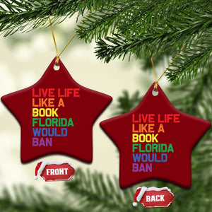 Retro Live Like Book In Florida LGBTQ Subtle Pride Ceramic Ornament Rainbow LGBTQIA Pride TS10 Print Your Wear