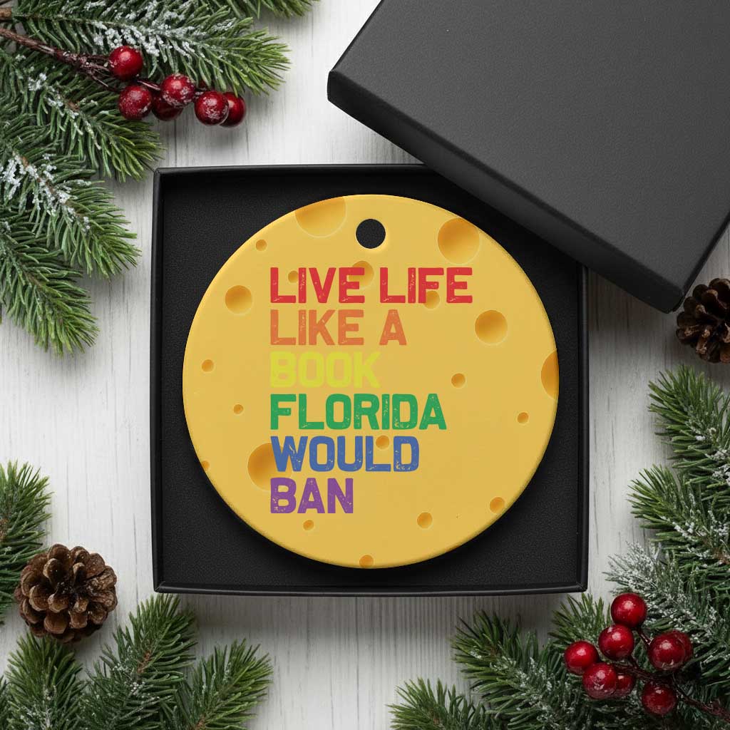 Retro Live Like Book In Florida LGBTQ Subtle Pride Ceramic Ornament Rainbow LGBTQIA Pride TS10 1pc Yellow Cheese Print Your Wear
