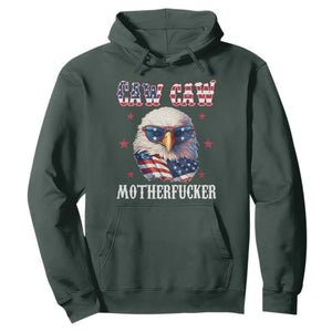 Bald Eagle Patriotic Hoodie Caw Caw Motherfucker American Flag TS10 Dark Forest Green Print Your Wear