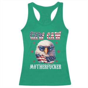 Bald Eagle Patriotic Racerback Tank Top Caw Caw Motherfucker American Flag TS10 Irish Green Print Your Wear