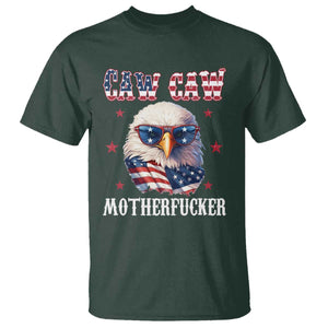 Bald Eagle Patriotic T Shirt Caw Caw Motherfucker American Flag TS10 Dark Forest Green Print Your Wear