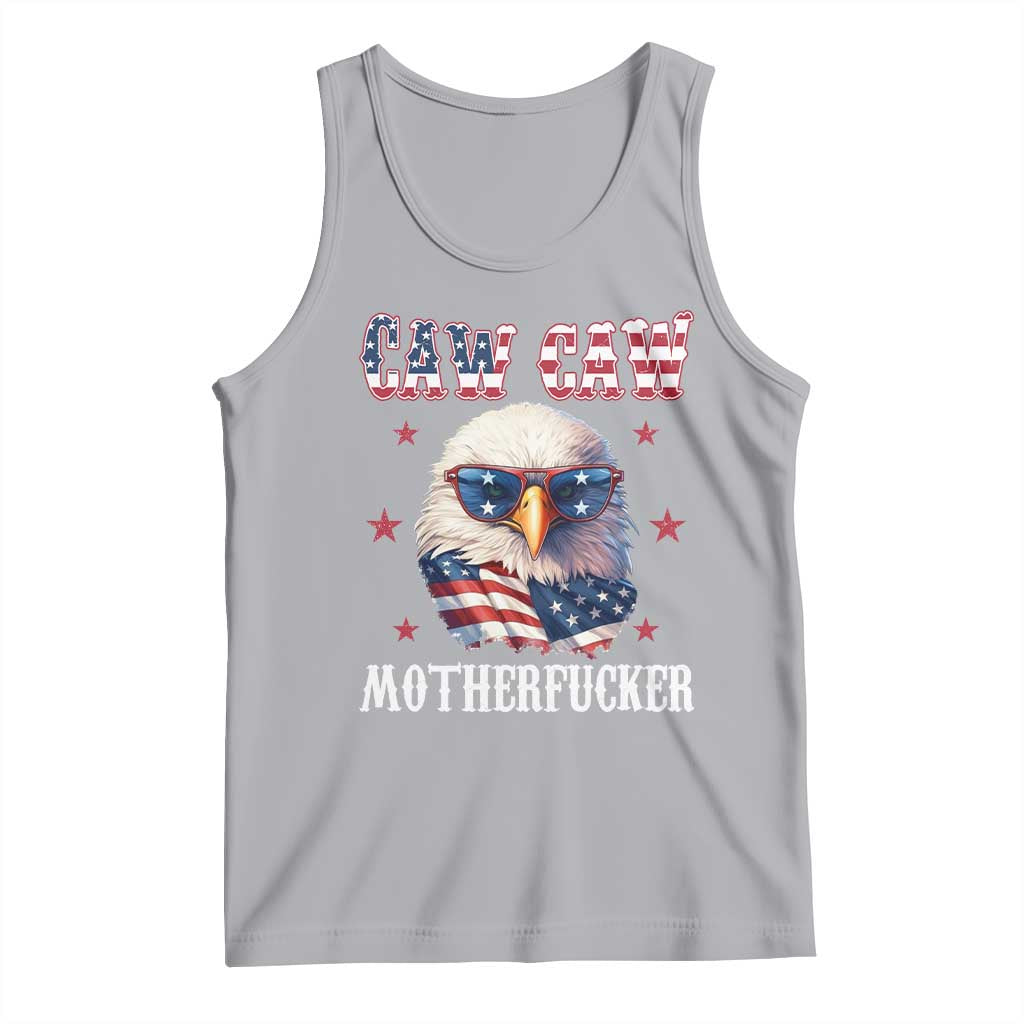 Bald Eagle Patriotic Tank Top Caw Caw Motherfucker American Flag TS10 Athletic Heather Print Your Wear