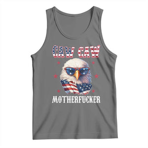 Bald Eagle Patriotic Tank Top Caw Caw Motherfucker American Flag TS10 Black Heather Print Your Wear