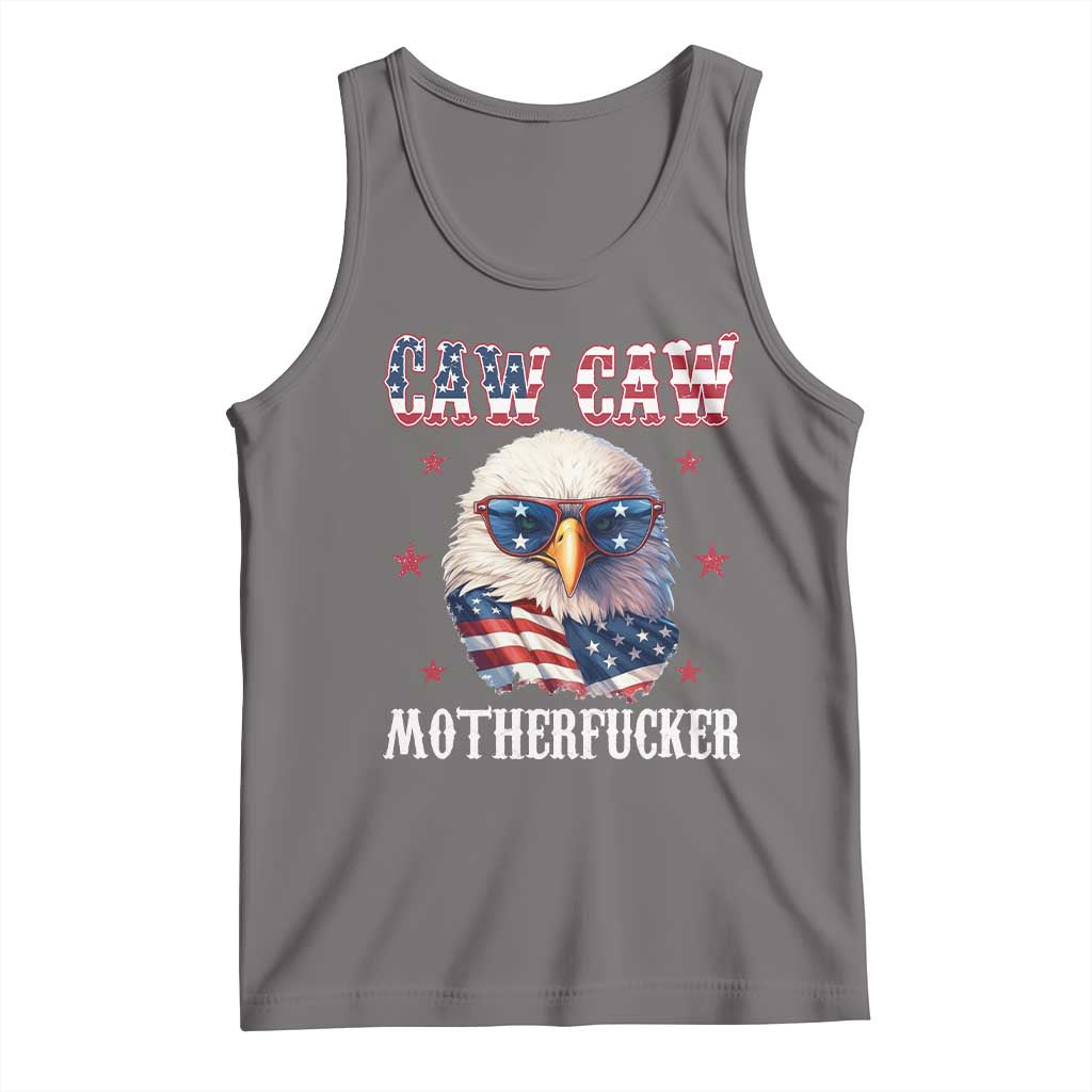 Bald Eagle Patriotic Tank Top Caw Caw Motherfucker American Flag TS10 Deep Heather Print Your Wear