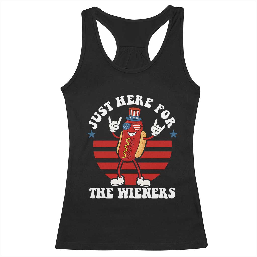 Funny 4th Of July Racerback Tank Top I'm Just Here for The Wieners Hot Dog TS10 Black Print Your Wear