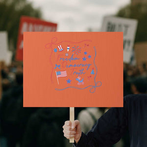 Patriotic Subtle FDT Protest Sign Coquette Bow Patriotic 4th of July TS10 Horizontal 18" × 24" Orange Print Your Wear