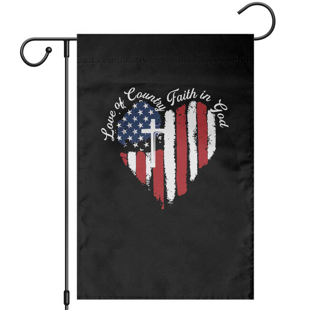 Patriotic Christian Garden Flag Faith In God Heart Cross Flag 4th Of July Religious TS10 Black Print Your Wear
