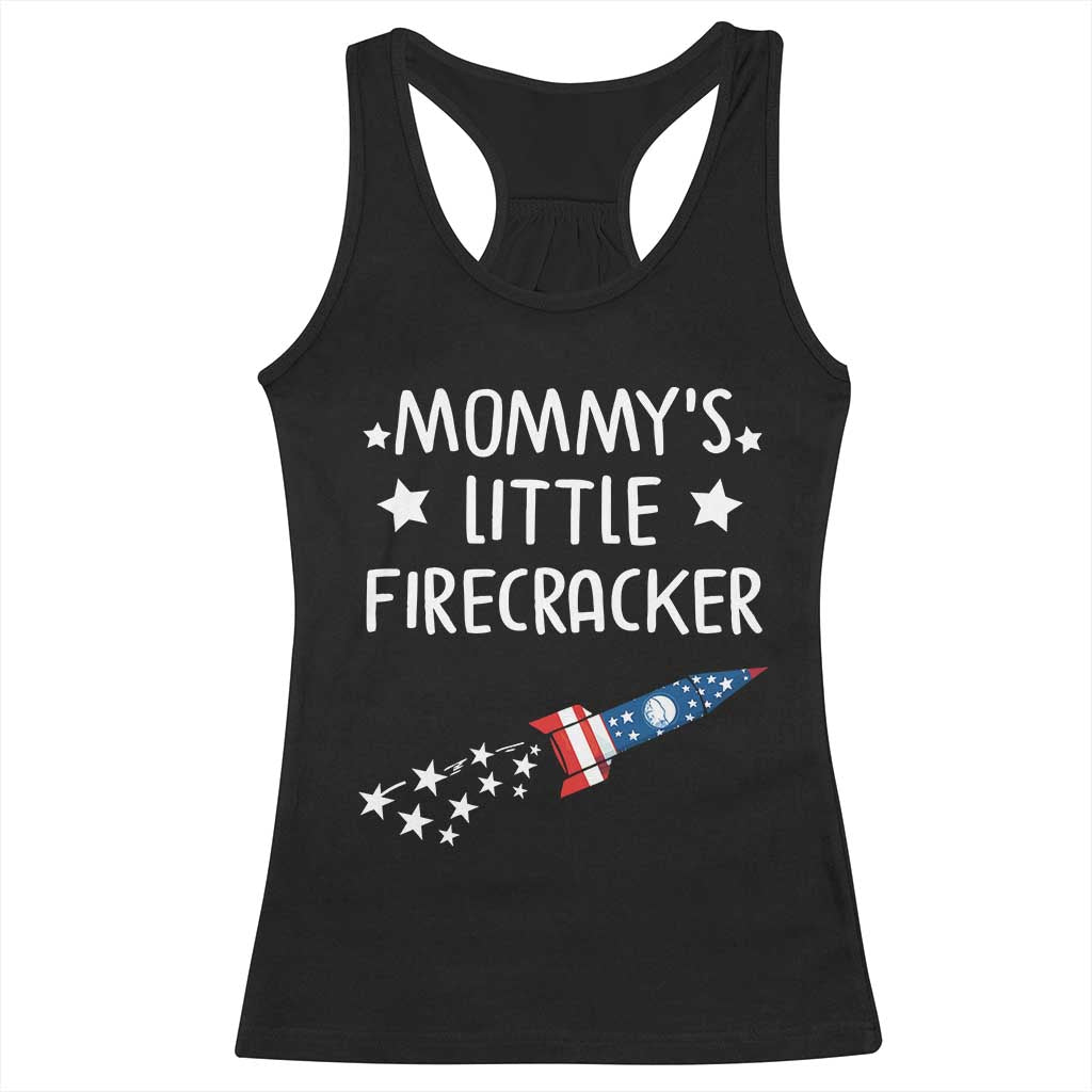 Mommy's Little Firecracker 4th of July Racerback Tank Top Patriotic American Flag TS10 Black Print Your Wear