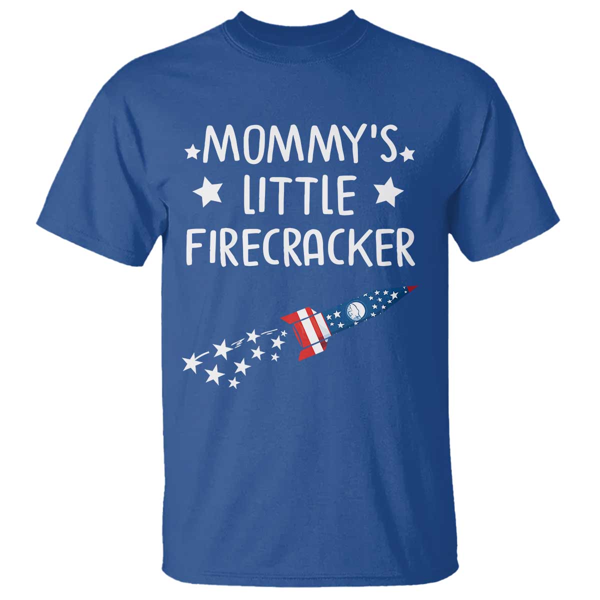 Mommy's Little Firecracker 4th of July T Shirt Patriotic American Flag TS10 Royal Blue Print Your Wear
