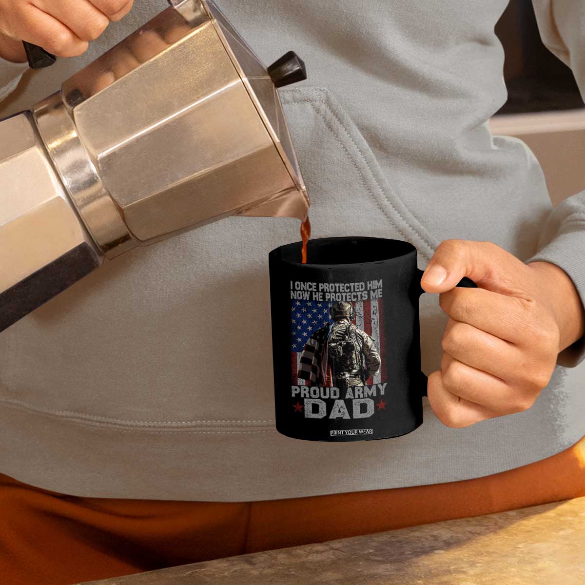 Proud Army Dad Coffee Mug I Once Protected Him Now He Protects Me TS10 Print Your Wear