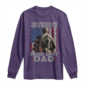 Proud Army Dad Long Sleeve Shirt I Once Protected Him Now He Protects Me TS10 Purple Print Your Wear