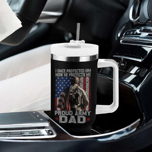 Proud Army Dad Tumbler With Handle I Once Protected Him Now He Protects Me TS10 Print Your Wear