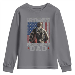 Proud Army Dad Youth Sweatshirt I Once Protected Him Now He Protects Me TS10 Charcoal Print Your Wear