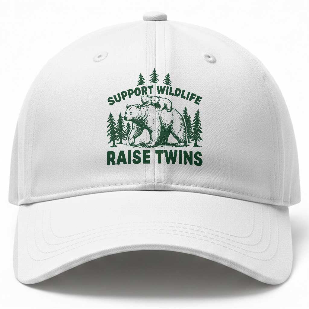 Support Wildlife Raise Twins Baseball Cap Twin Parent Mom Dad Bear Family TS10 Print Your Wear