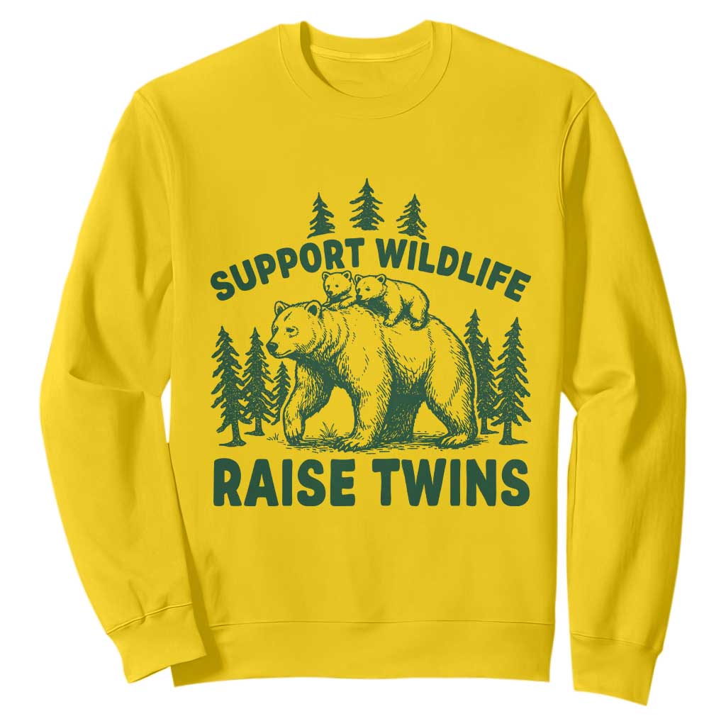 Support Wildlife Raise Twins Sweatshirt Twin Parent Mom Dad Bear Family TS10 Daisy Print Your Wear