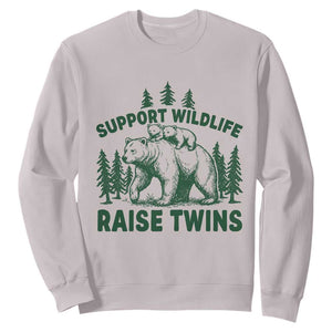 Support Wildlife Raise Twins Sweatshirt Twin Parent Mom Dad Bear Family TS10 Ice Gray Print Your Wear