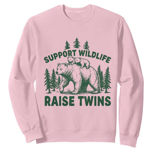 Support Wildlife Raise Twins Sweatshirt Twin Parent Mom Dad Bear Family TS10 Light Pink Print Your Wear