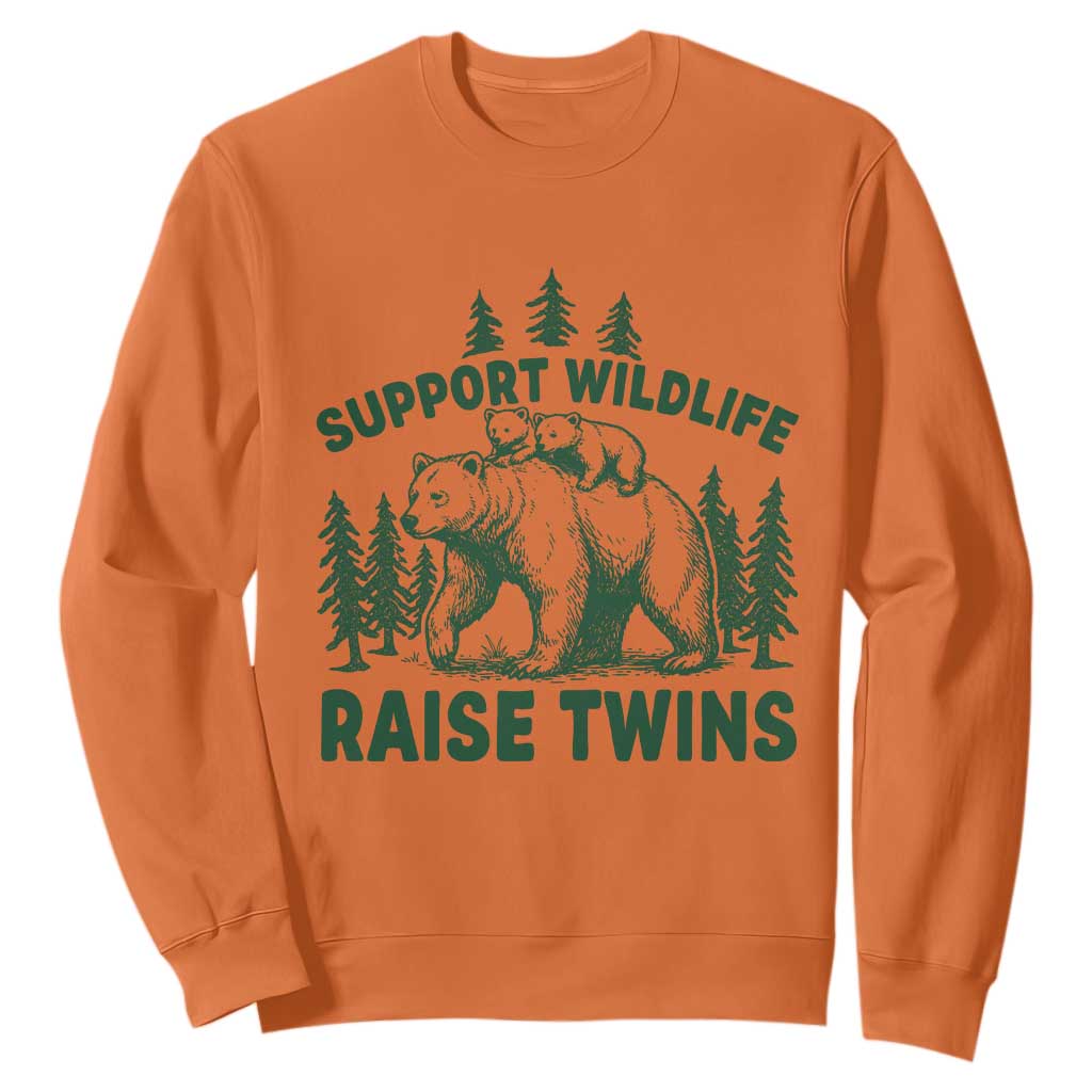 Support Wildlife Raise Twins Sweatshirt Twin Parent Mom Dad Bear Family TS10 Orange Print Your Wear