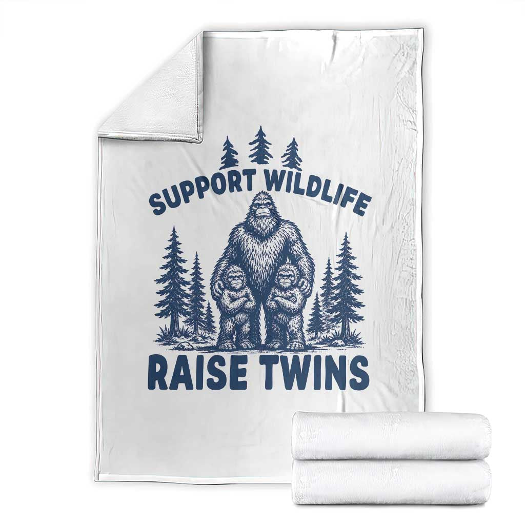Support Wildlife Raise Twins Throw Blanket Twin Dad Mom Parent Bigfoot Family TS10 White Print Your Wear