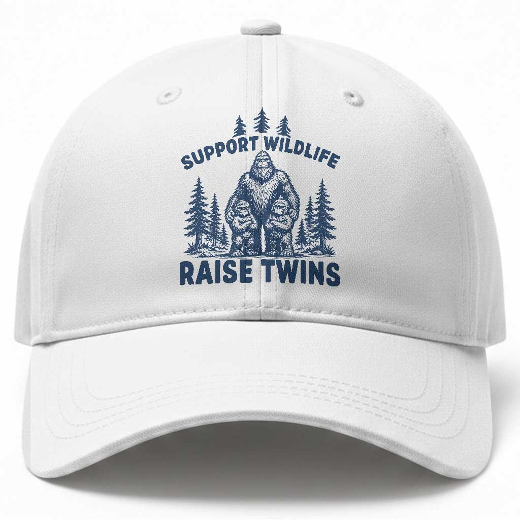 Support Wildlife Raise Twins Baseball Cap Twin Dad Mom Parent Bigfoot Family TS10 Print Your Wear