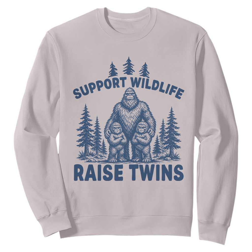 Support Wildlife Raise Twins Sweatshirt Twin Dad Mom Parent Bigfoot Family TS10 Ice Gray Print Your Wear