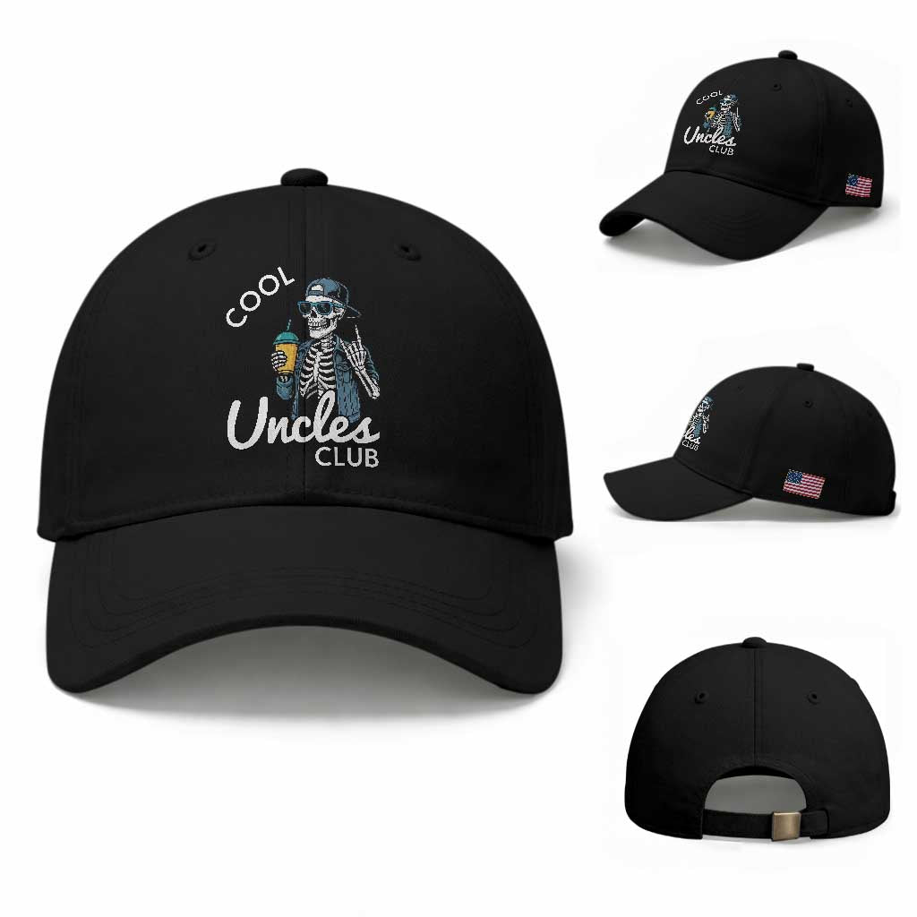 Cool Uncles Club Baseball Cap Funny Uncle Skeleton TS10 Baseball Cap Universal Fit Black Print Your Wear