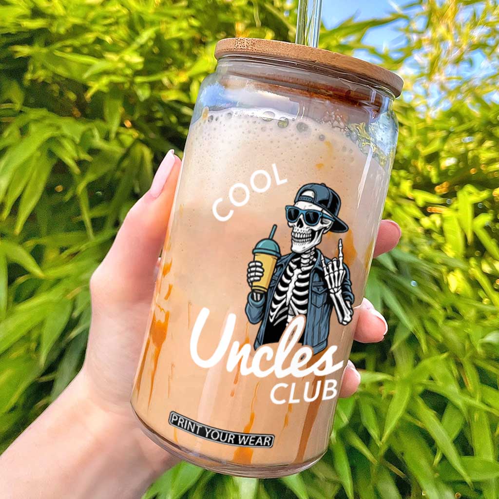 Cool Uncles Club Glass Can Funny Uncle Skeleton TS10 Black Print Your Wear