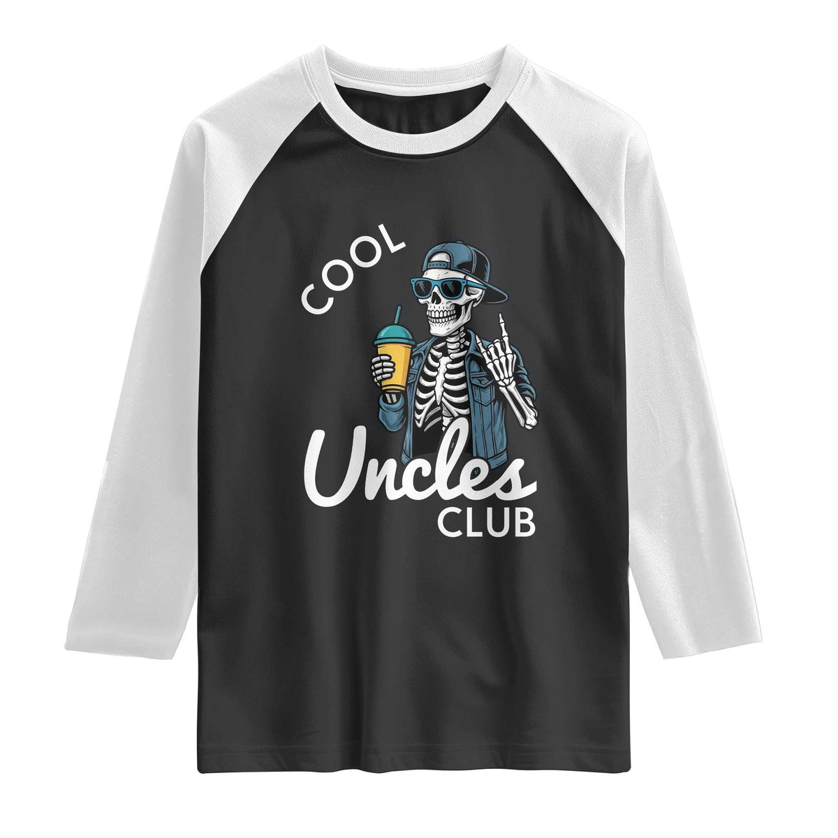 Cool Uncles Club Raglan Shirt Funny Uncle Skeleton TS10 Black White Print Your Wear