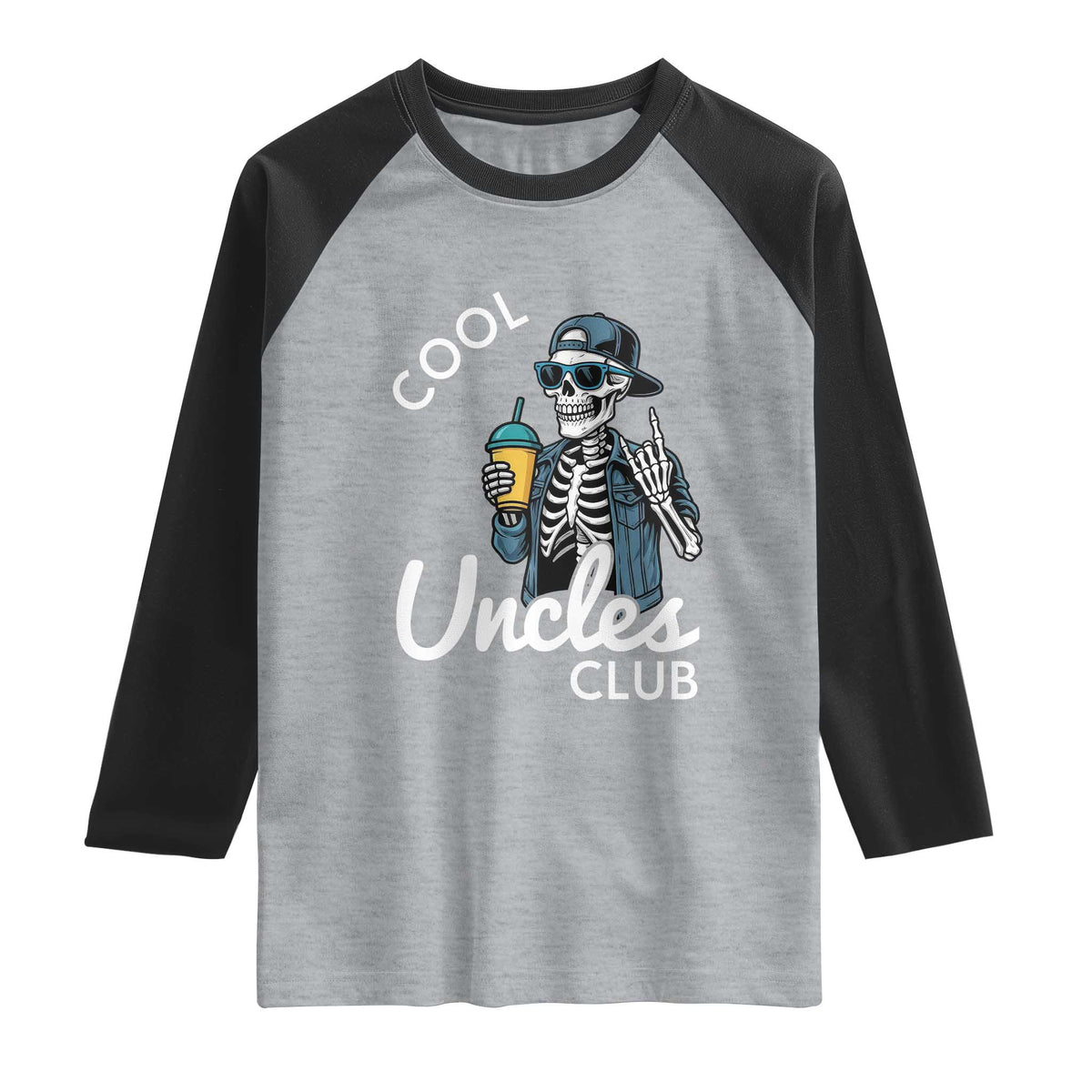 Cool Uncles Club Raglan Shirt Funny Uncle Skeleton TS10 Heather Gray Black Print Your Wear