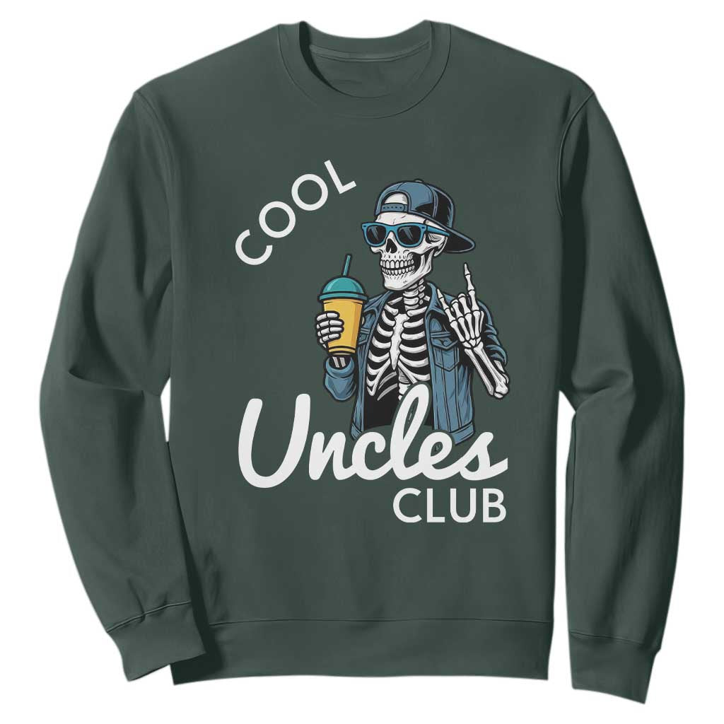 Cool Uncles Club Sweatshirt Funny Uncle Skeleton TS10 Dark Forest Green Print Your Wear