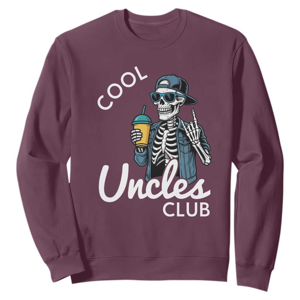 Cool Uncles Club Sweatshirt Funny Uncle Skeleton TS10 Maroon Print Your Wear