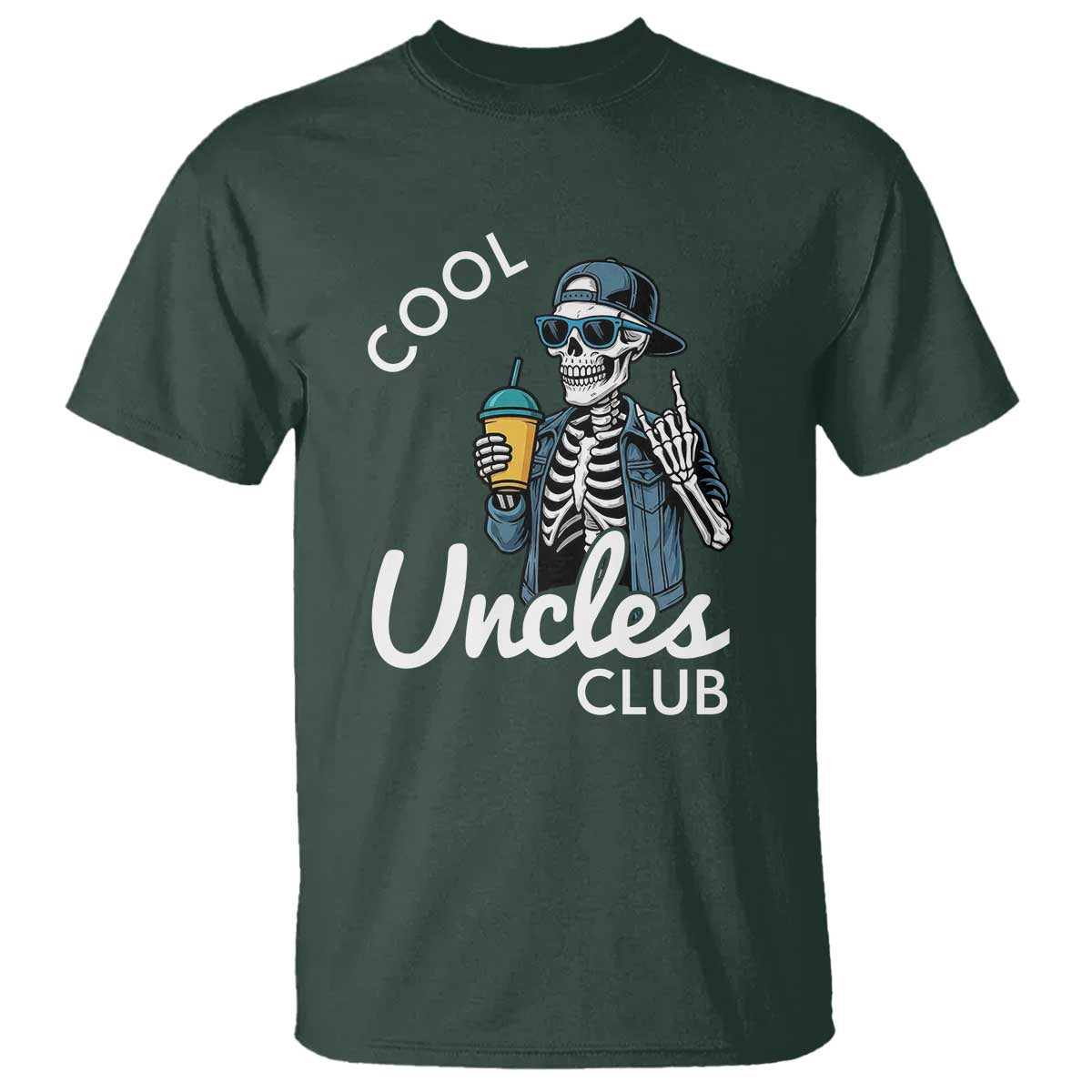 Cool Uncles Club T Shirt Funny Uncle Skeleton TS10 Dark Forest Green Print Your Wear