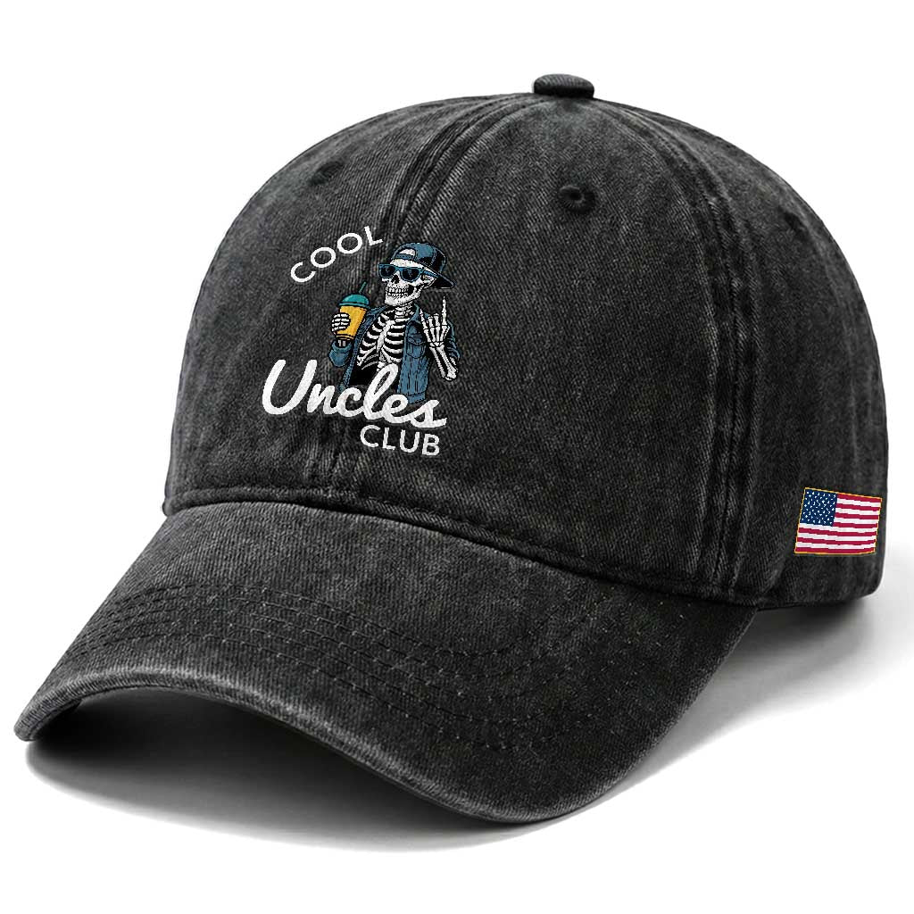 Cool Uncles Club Washed Cotton Baseball Cap Funny Uncle Skeleton TS10 Print Your Wear