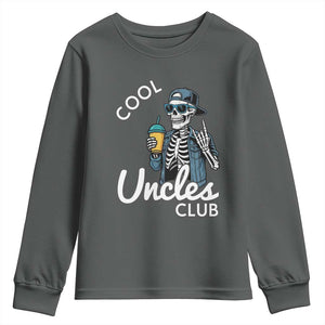 Cool Uncles Club Youth Sweatshirt Funny Uncle Skeleton TS10 Dark Heather Print Your Wear