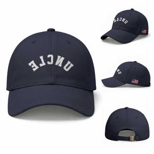 Uncles Baseball Cap Pregnancy Announcement Gifts For Uncle Retro Upside Down Text TS10 Baseball Cap Universal Fit Navy Print Your Wear