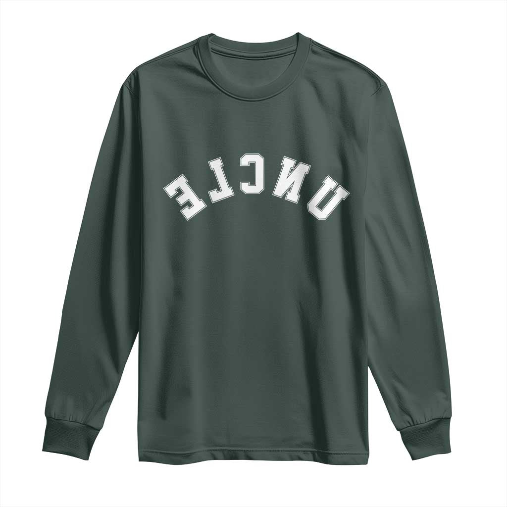 Uncles Long Sleeve Shirt Pregnancy Announcement Gifts For Uncle Retro Upside Down Text TS10 Dark Forest Green Print Your Wear