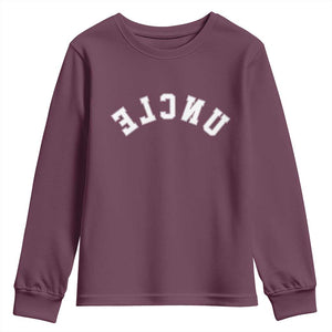 Uncles Youth Sweatshirt Pregnancy Announcement Gifts For Uncle Retro Upside Down Text TS10 Maroon Print Your Wear
