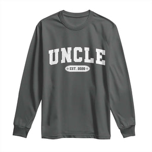 Promoted To Uncle Est 2026 Long Sleeve Shirt New Uncle Gift TS10 Dark Heather Print Your Wear